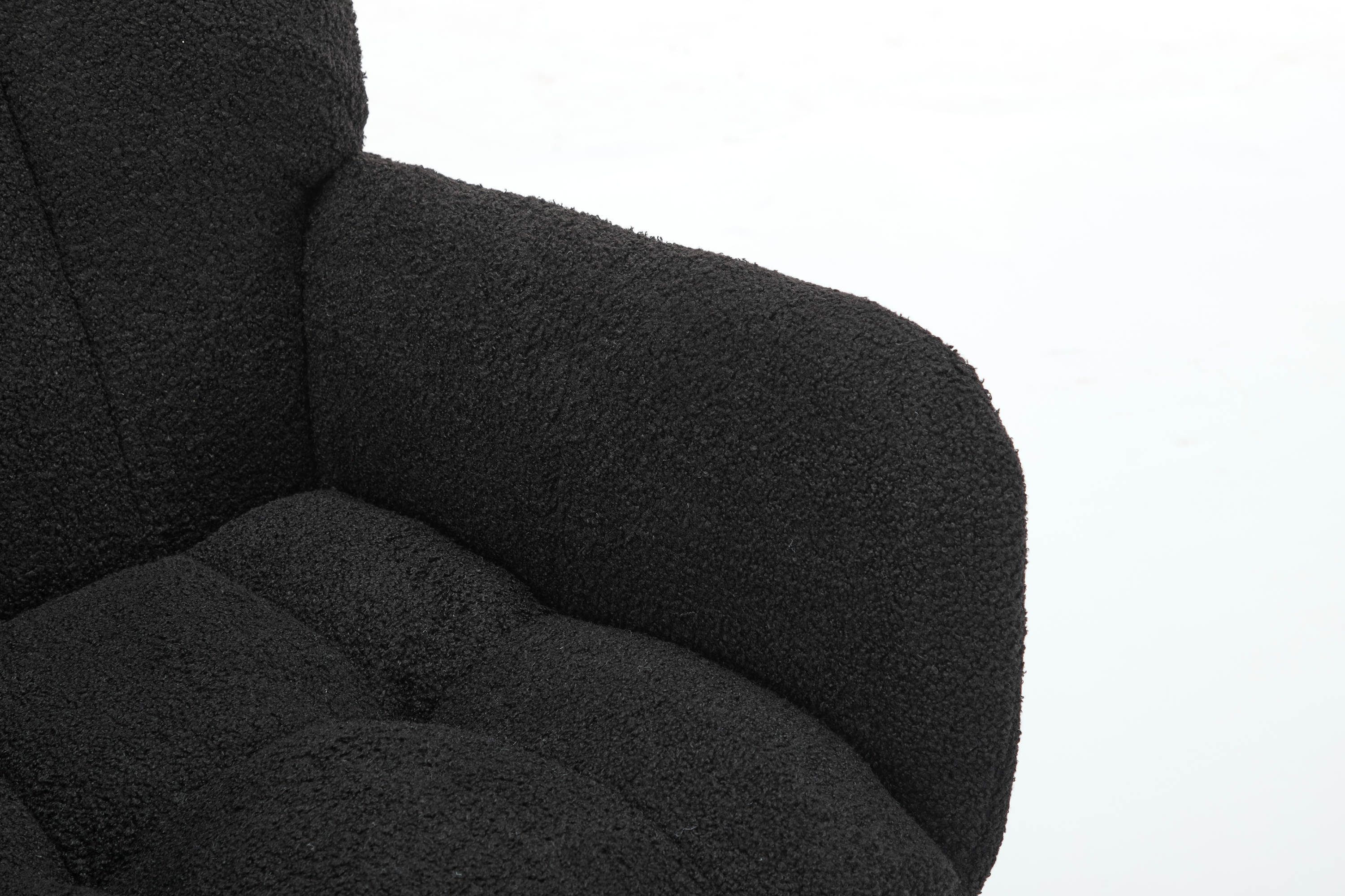 Haoyye Black Modern Nursery Rocking Chair with High Backrest, Soft Teddy Upholstered Glider Accent Armchair with Solid Wood Legs, Gentle Rocker for Bedroom, Living Room, or Nursery, Sturdy and Space-Saving Design for Adults
