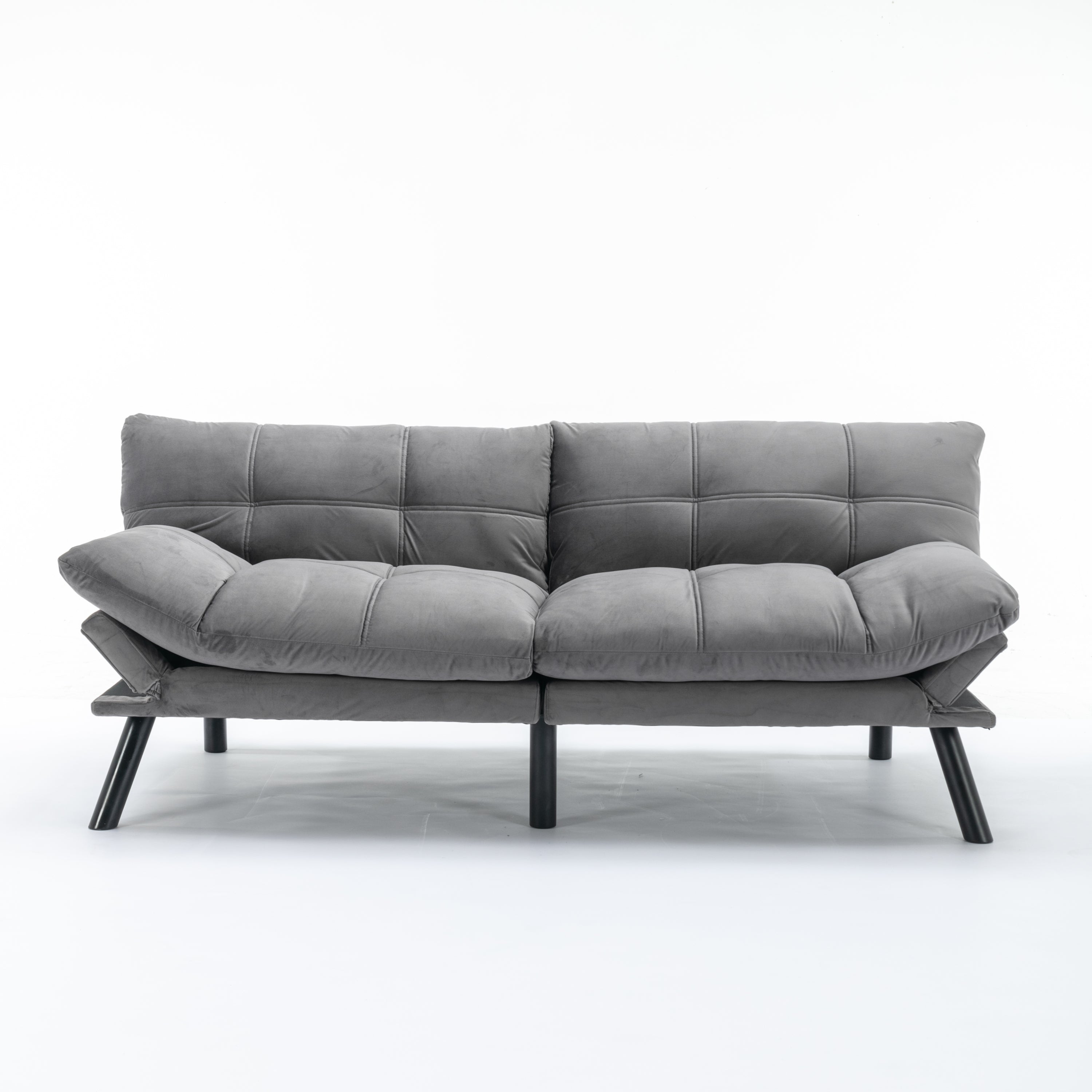 HAOYYE Light Grey Convertible Folding Modern sofa Bed Sturdy Space-Saving Heavy Duty Modern Design Adults Dorm Room Easy Assembly Bedroom Furniture