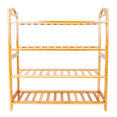 HAOYYE 4-Tier Bamboo Shoe Rack with 12 Slats, Natural Wood Color Storage Organizer for Entryway Hallway Closet, Space-Saving Freestanding Shelf for Shoes, Plants, or Accessories, Easy to Assemble