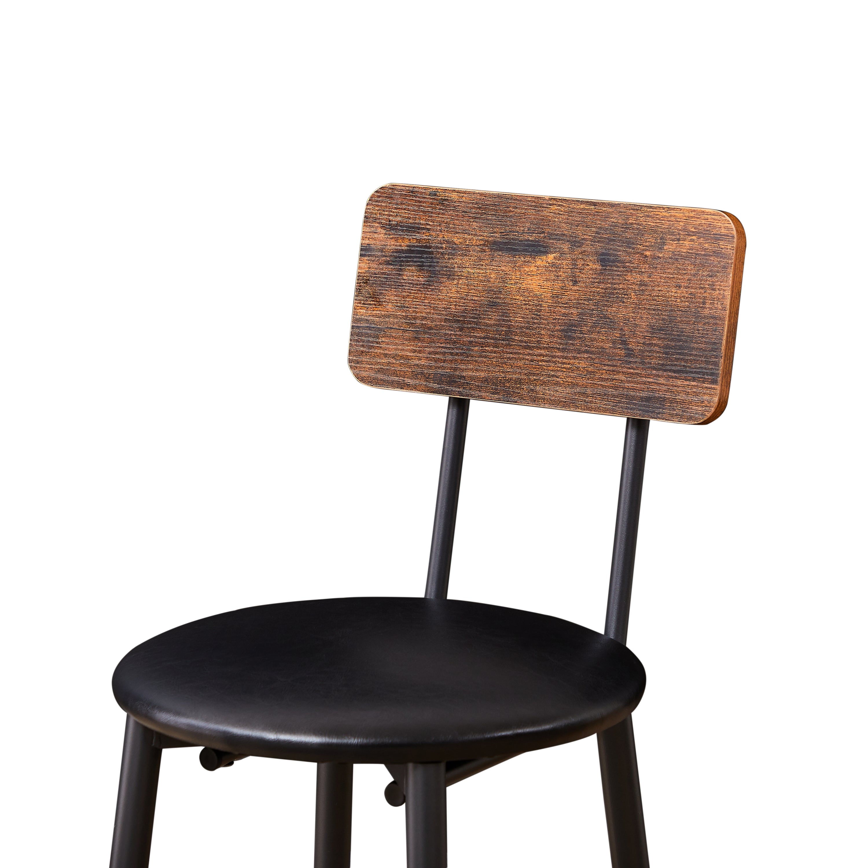 HAOYYE Bar Table Set with 2 Bar stools PU Soft seat with backrest, Rustic Brown, 23.62'' W x 23.62'' D x 35.43'' H Sturdy Space-Saving Heavy Duty Modern Design Adults Dorm Room Easy Assembly