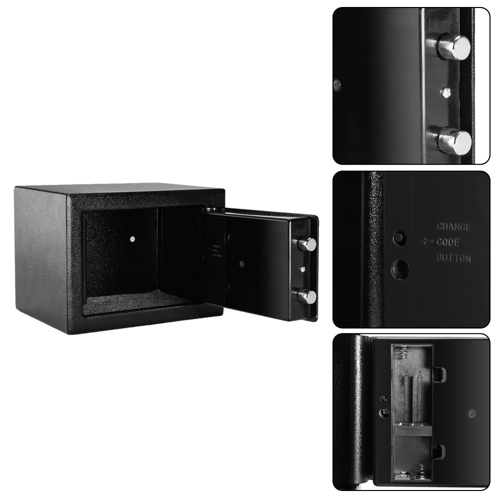 HAOYYE Mini Wall-In Style Electronic Code Steel Safe Box With Metal Construction Secure Lock Black Durable Compact Home And Office Security Case