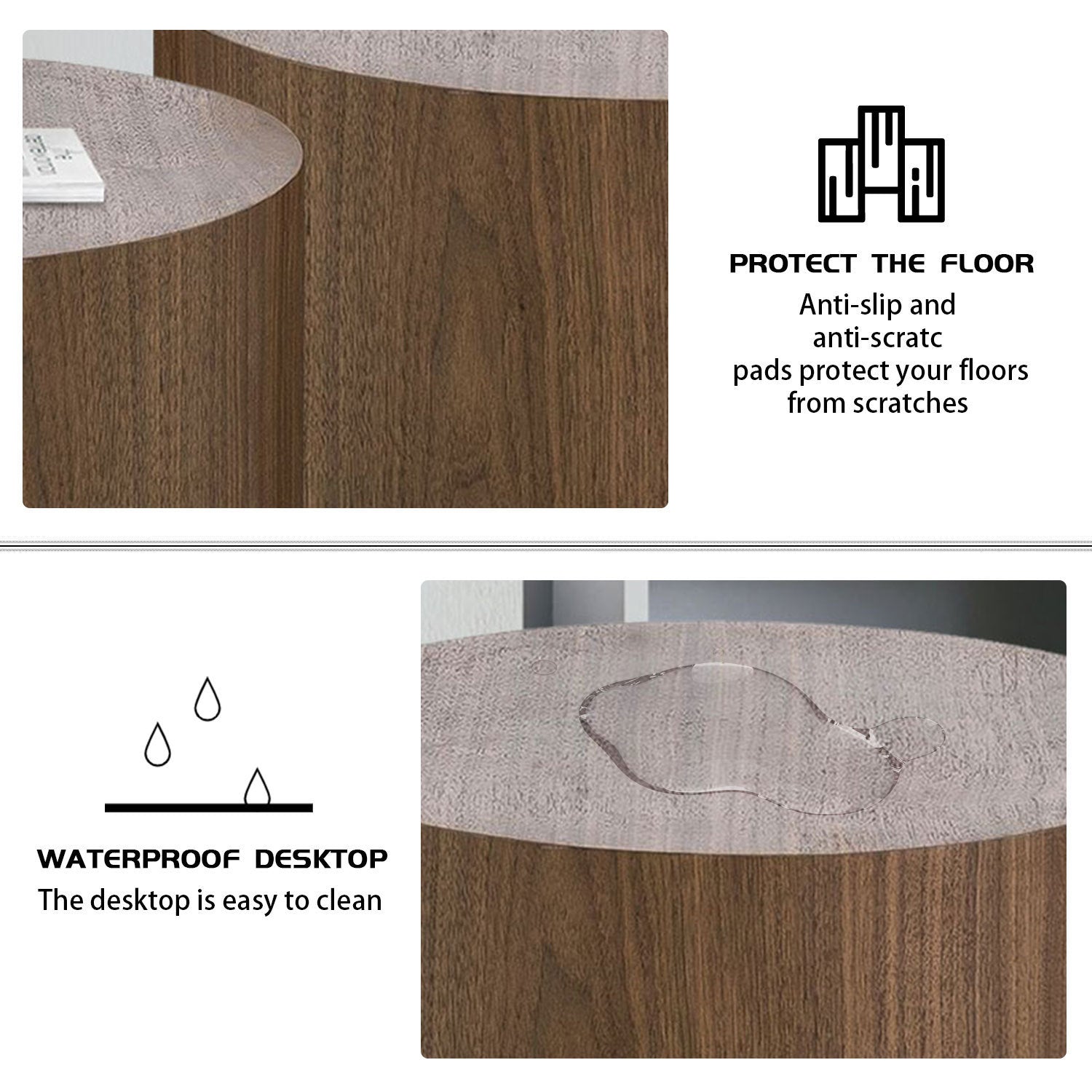 HAOYYE MDF Side Table with Ash, Oak, or Walnut Veneer, Versatile Coffee Table, End Table, or Ottoman, Sturdy and Durable Heavy Duty Design, Modern Stylish Home Furniture, Easy Assembly, Space-Saving for Living Room or Bedroom