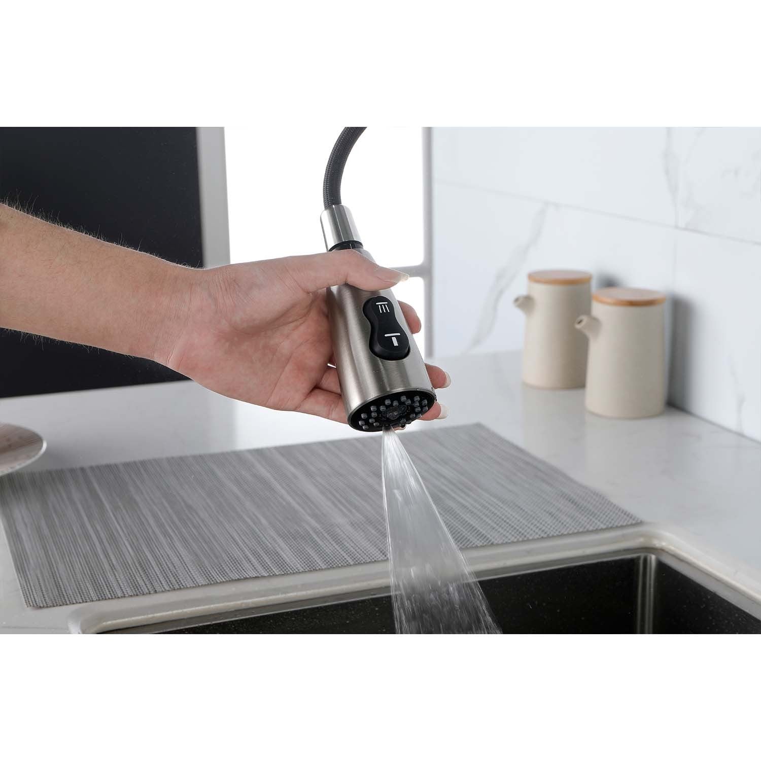 HAOYYE Kitchen Faucet with Pull Down Sprayer Sturdy Space-Saving Heavy Duty Modern Design Adults Dorm Room Easy Assembly Bedroom Furniture
