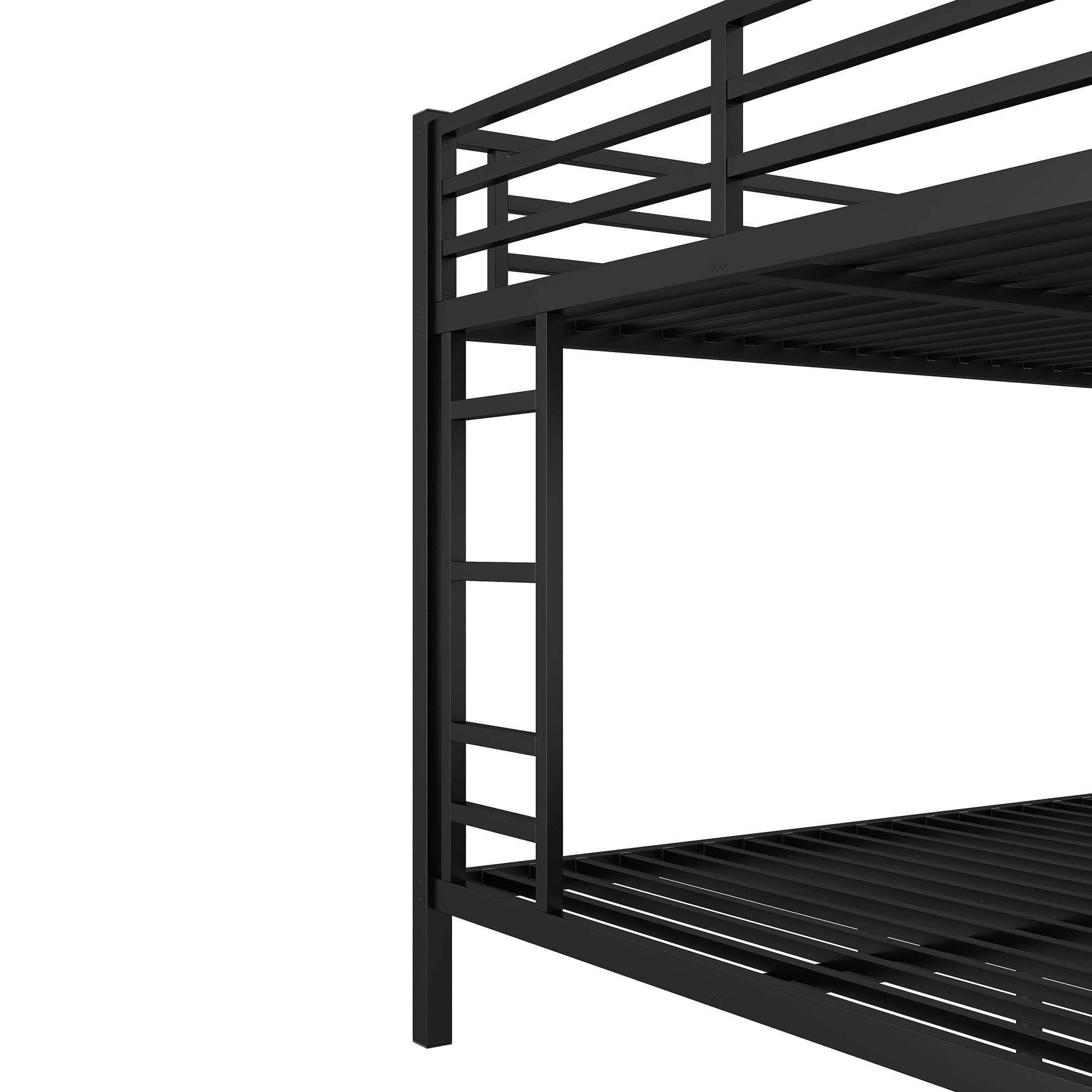 HAOYYE Metal Queen over Queen Bunk Bed for Teens and Adults,Space-Saving/Noise Reduced/No Box Spring Needed, Black Sturdy Heavy Duty Modern Design Dorm Room Easy Assembly Bedroom Furniture