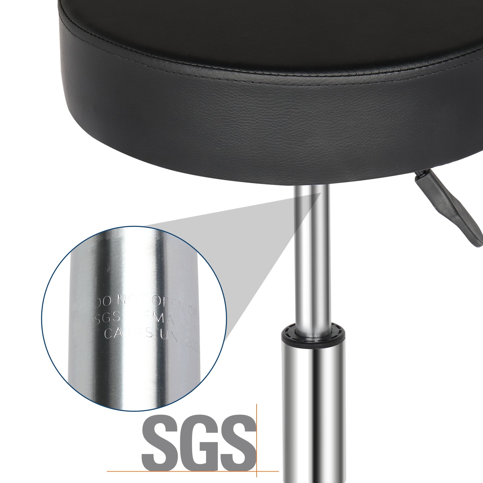 HAOYYE Black Round Bar Stool with 360 Degree Swivel and Rolling Casters, PU Leather Adjustable Height Seat, Comfortable and Durable Design for Home Office Salon Studio Use