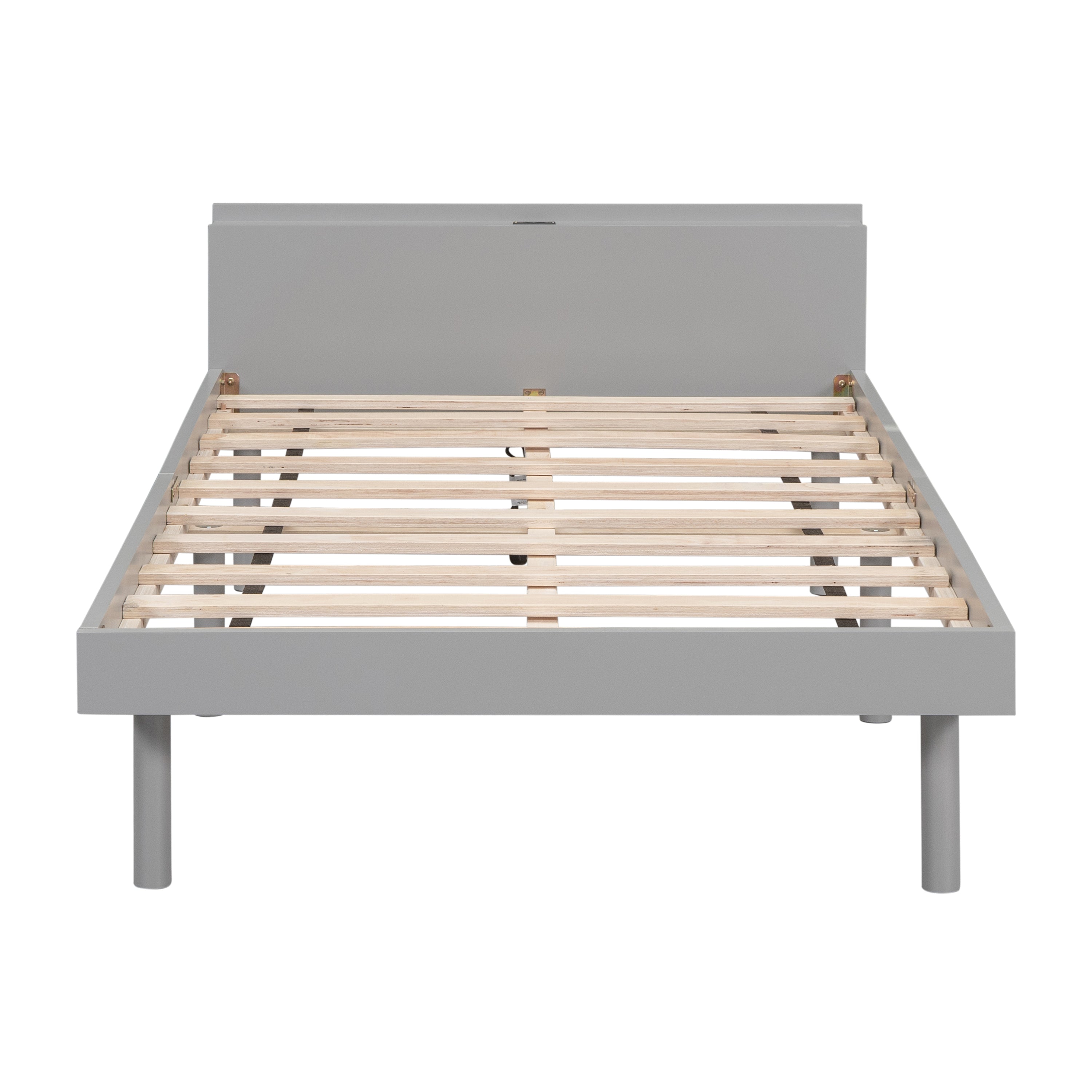 HAOYYE Modern Design Twin Size Platform Bed Frame with Built-in USB port for Grey Color Sturdy Space-Saving Heavy Duty Easy Assembly Durable Stylish Home Furniture Versatile