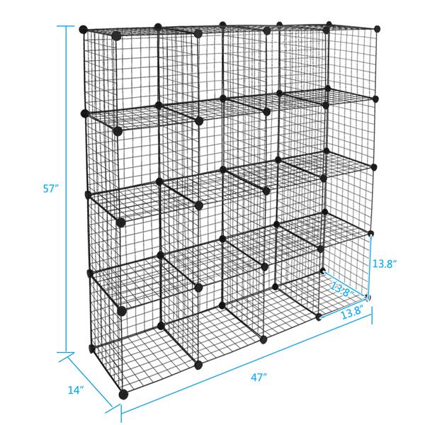HAOYYE 16-Cube Organizer Cube Storage Shelving Unit, Wire Cube Storage Origami Shelves, Metal Grid Modular Cubbies Organizer Bookcase, Soft Cozy Warm Flannel Fleece Home Decor, Stylish Space-Saving Solution, Versatile Shelving System