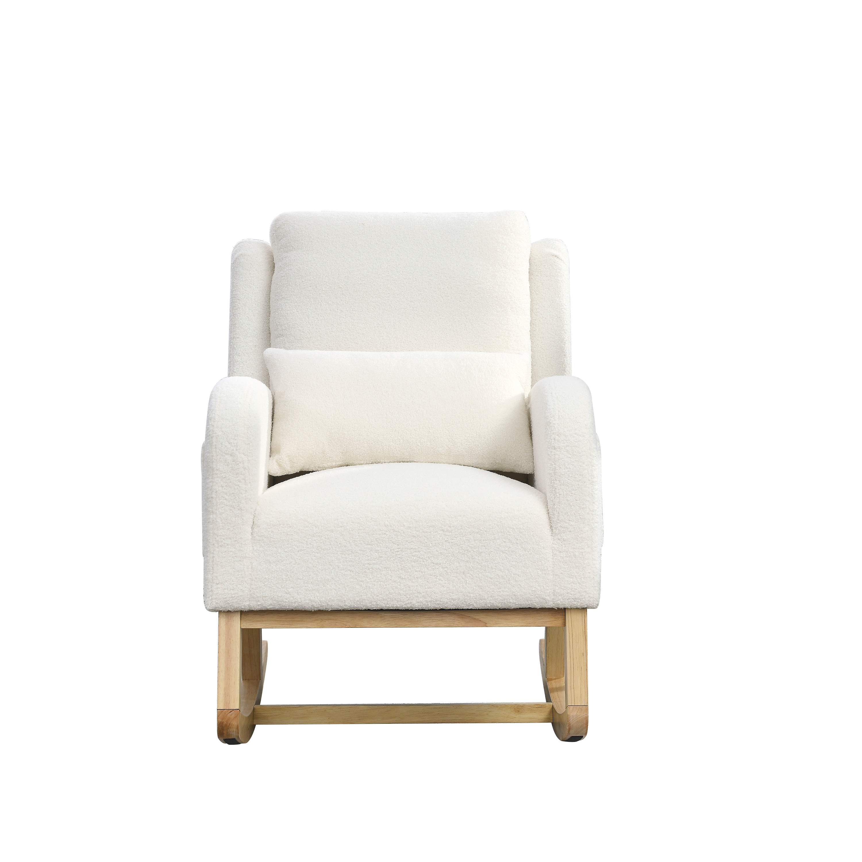 HAOYYE 27.5 "W Modern Accent High Back Living Room Casual Armchair Rocker with One Lumbar Pillow, Two Side Pockets,Teddy White (Ivory) Sturdy Space-Saving Heavy Duty Modern Design Adults