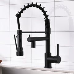 HAOYYE LED Commercial Kitchen Faucet with Pull Down Sprayer, Single Handle Single Lever Kitchen Sink Faucet Sturdy Space-Saving Heavy Duty Modern Design Adults Dorm Room Easy Assembly Bedroom Furniture