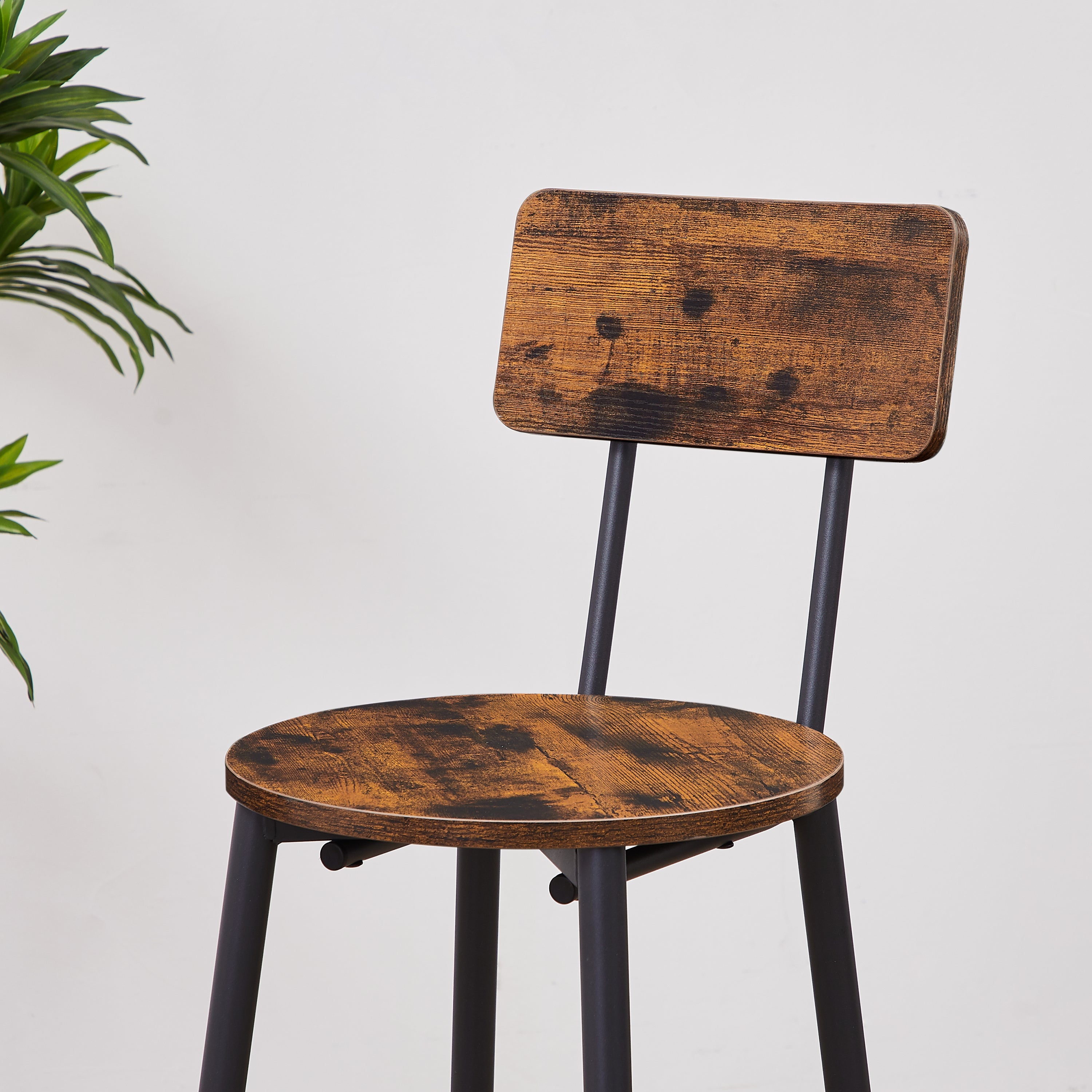 HAOYYE Round Bar Stool Set with Shelves, Stool with Backrest Sturdy Space-Saving Heavy Duty Design, Easy Assembly for Dorm Rooms, Bedrooms, and Modern Living Spaces