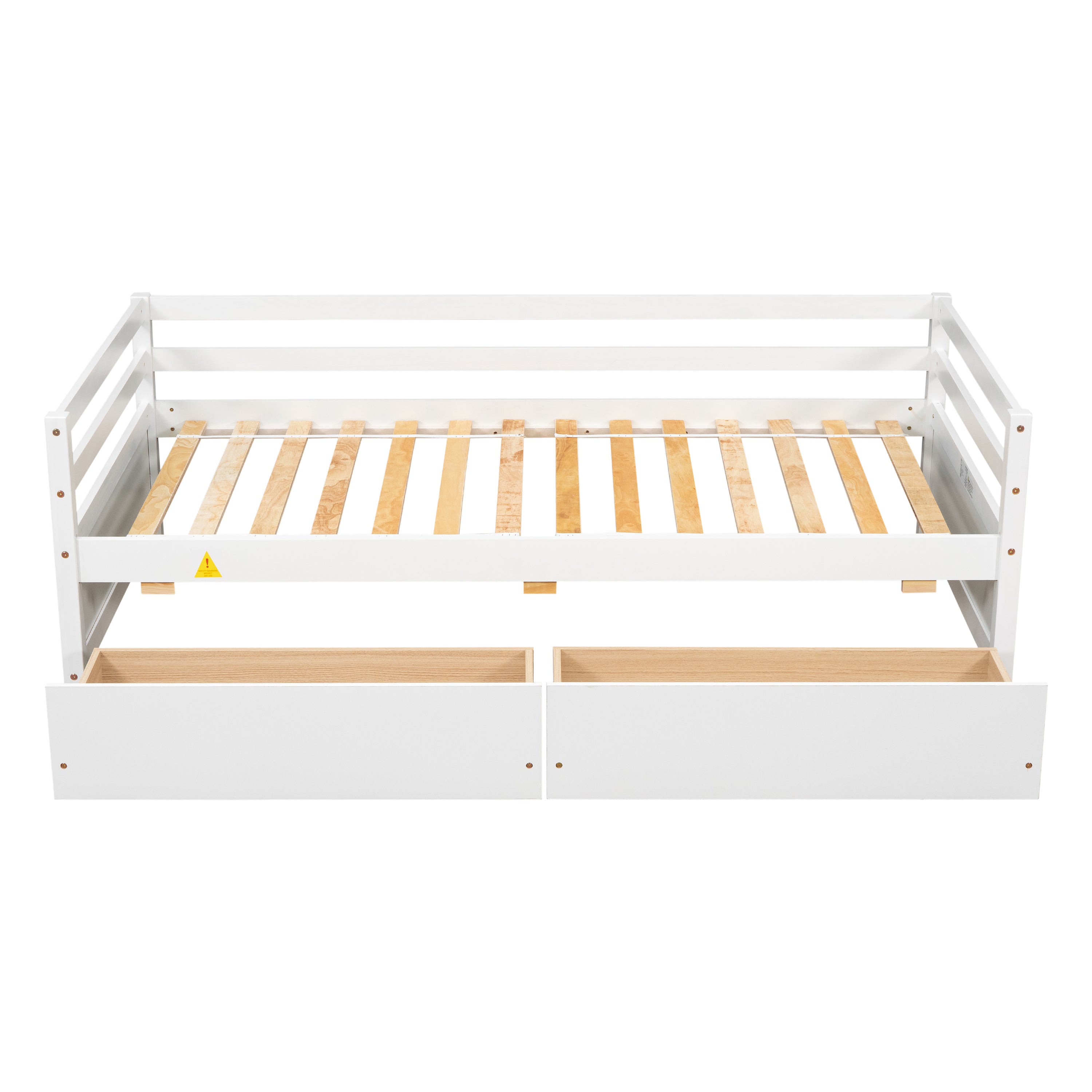 HAOYYE White Daybed with Two Storage Drawers, Sturdy Space-Saving Modern Design, Heavy Duty Construction, Easy Assembly for Adults and Dorm Rooms