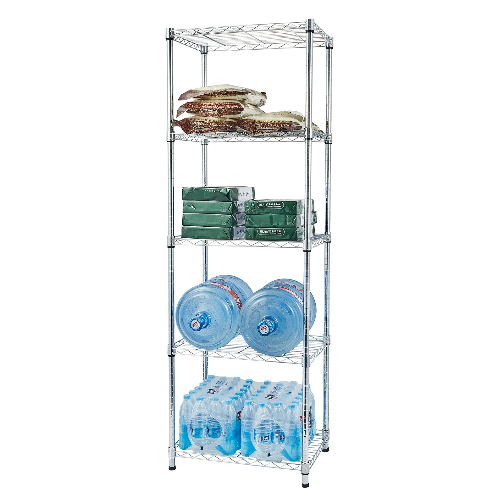 HAOYYE 5-Tier Chrome Shelving Unit, Soft Cozy Warm Flannel Fleece Home Decor, Luxury Comfortable Unique Design, Premium Quality Decorative Storage Organizer for Home Office Garage or Kitchen, Sturdy and Stylish Space-Saving Shelf