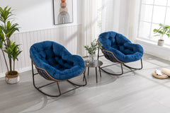 HAOYYE Outdoor Rattan Rocking Chair,Padded Cushion Rocker Recliner Chair Outdoor for Front Porch, Living Room, Patio, Garden, Navy Blue Sturdy Space-Saving Heavy Duty Modern Design Adults Dorm Room