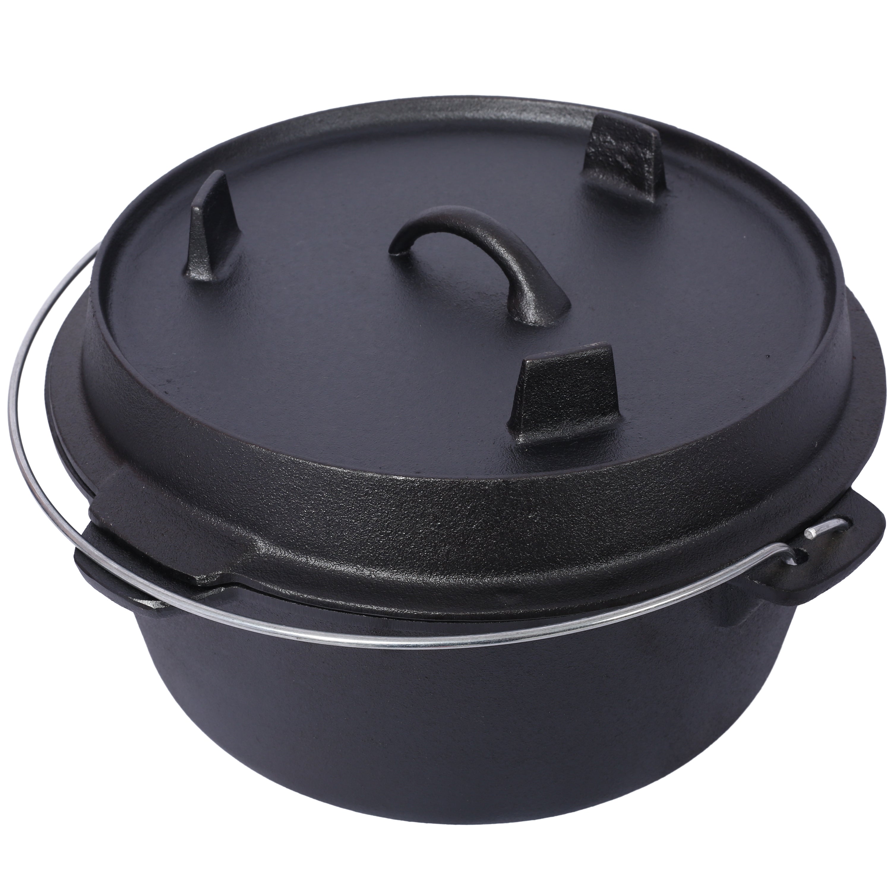 HAOYYE pre-Seasoned Cast Iron Dutch Oven With Skillet Lid, Outdoor Camping Deep Pot for Camping Fireplace Cooking BBQ Baking Campfire, Leg Base, 8 Quart Sturdy Space-Saving Heavy Duty Modern Design