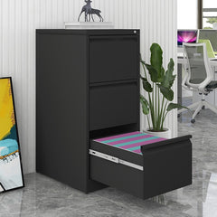 HAOYYE 3-Drawer Metal File Cabinet with Lock, Vertical Filing Cabinet for Home Office, Organizer Storage Cabinet for Letter, A4, and Legal Size Files, Sturdy Space-Saving Heavy Duty Design for Adults