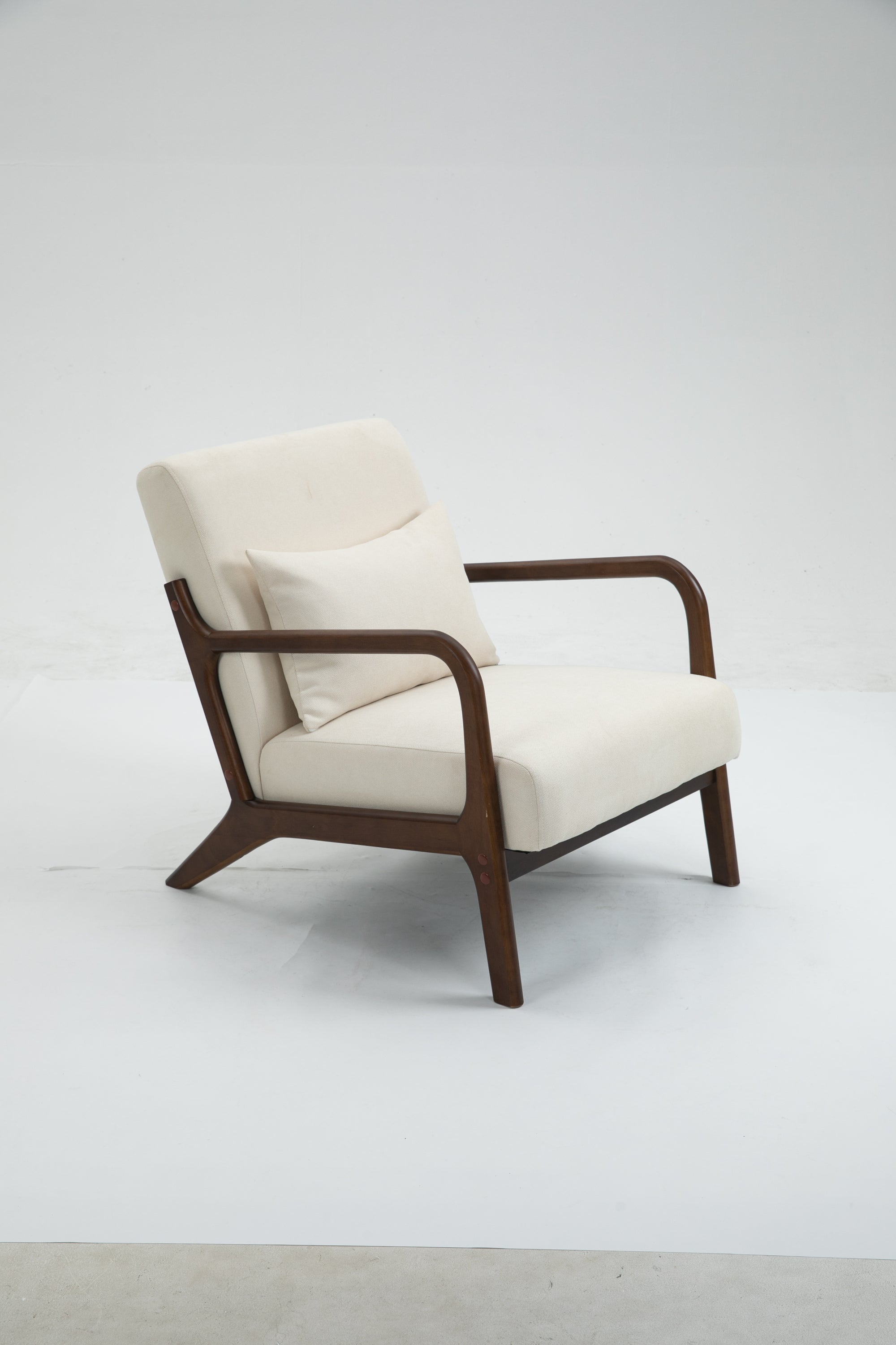 HAOYYE Mid Century Modern Accent Chair with Wood Frame, Upholstered Living Room Chairs with Waist Cushion, Reading Armchair for Bedroom Sunroom Sturdy Space-Saving Heavy Duty Modern Design Adults