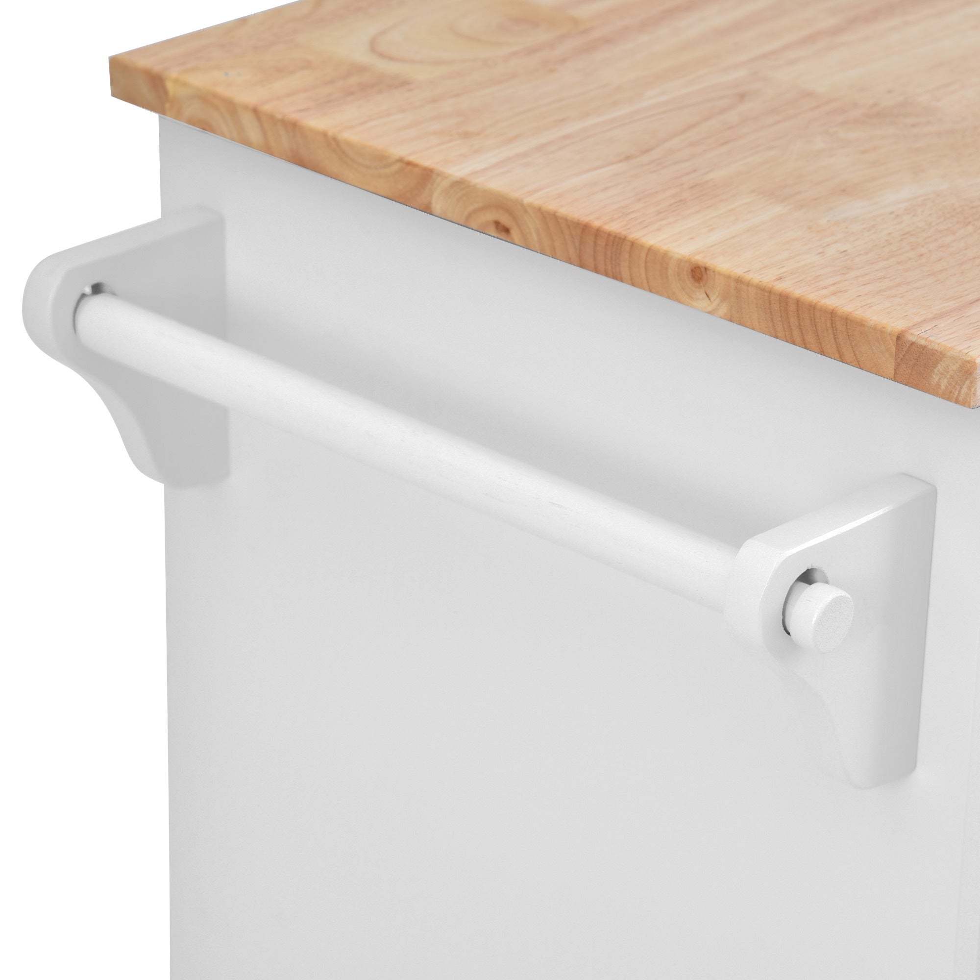 HAOYYE Kitchen cart with Rubber wood desktop rolling mobile kitchen island with storage and 5 draws 53 Inch length(White) Sturdy Space-Saving Heavy Duty Modern Design Adults Dorm Room Easy Assembly