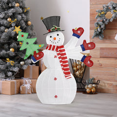 HAOYYE Lighted Snowman Christmas Decoration, Pre-Lit 2D Snowman with Waving Hands, 170 Warm White LED Lights, Outdoor Yard and Indoor Holiday Display, Festive Xmas Decor for Home Garden Party