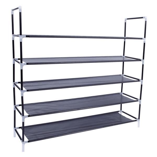 HAOYYE 5-Tier Non-Woven Fabric Shoe Rack with Handle, Black Shoe Storage Shelf for Bedroom, Entryway, or Closet, Durable and Space-Saving, Stylish Modern Design, Versatile and Convenient Organization Solution, Premium Quality Construction