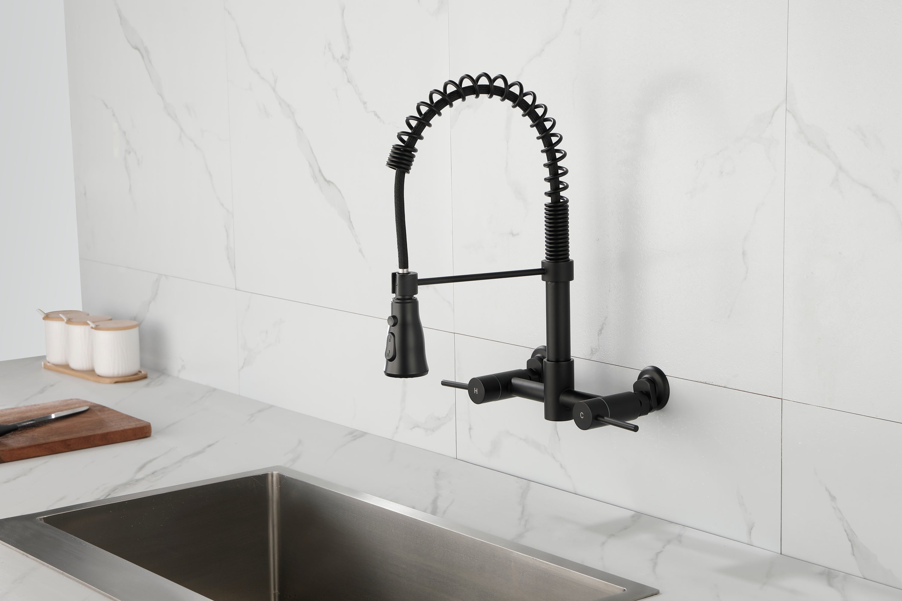 HAOYYE 3 Functions Wall Mounted Bridge Kitchen Faucet Sturdy Space-Saving Heavy Duty Modern Design Adults Dorm Room Easy Assembly Bedroom Furniture