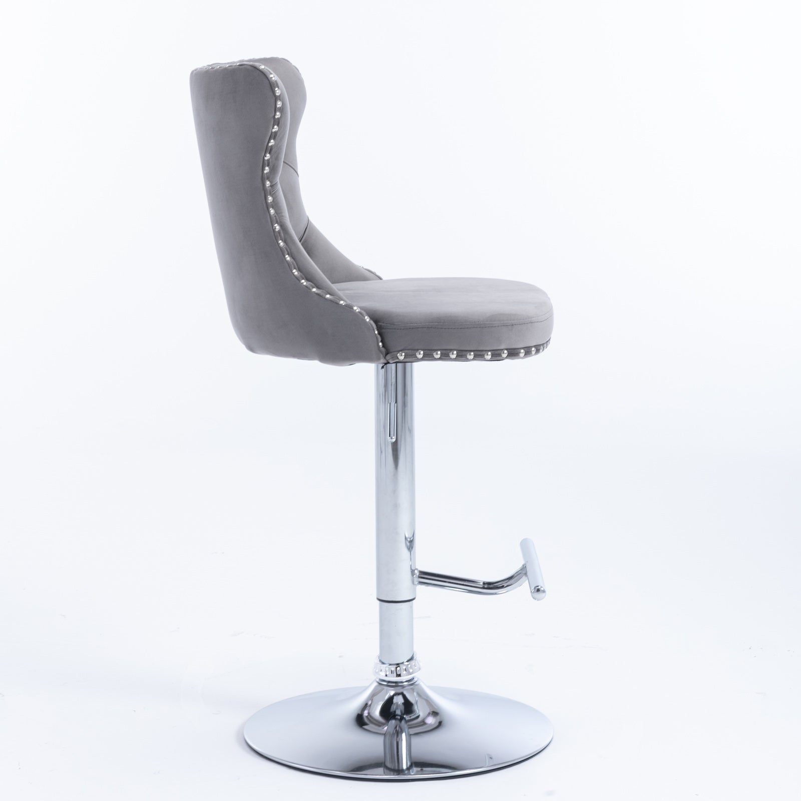 HAOYYE Adjustable Velvet Bar Stools with Tufted Backs, Swivel Seat Height Ranging from 25 to 33 Inches, Modern Upholstered Design with Chrome Base, Comfortable and Stylish Barstools for Kitchen Island or Home Pub
