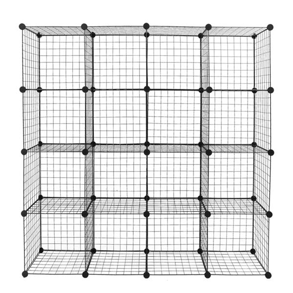 HAOYYE 16-Cube Organizer Cube Storage Shelving Unit, Wire Cube Storage Origami Shelves, Metal Grid Modular Cubbies Organizer Bookcase, Soft Cozy Warm Flannel Fleece Home Decor, Stylish Space-Saving Solution, Versatile Shelving System