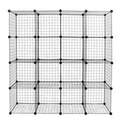HAOYYE 16-Cube Organizer Cube Storage Shelving Unit, Wire Cube Storage Origami Shelves, Metal Grid Modular Cubbies Organizer Bookcase, Soft Cozy Warm Flannel Fleece Home Decor, Stylish Space-Saving Solution, Versatile Shelving System