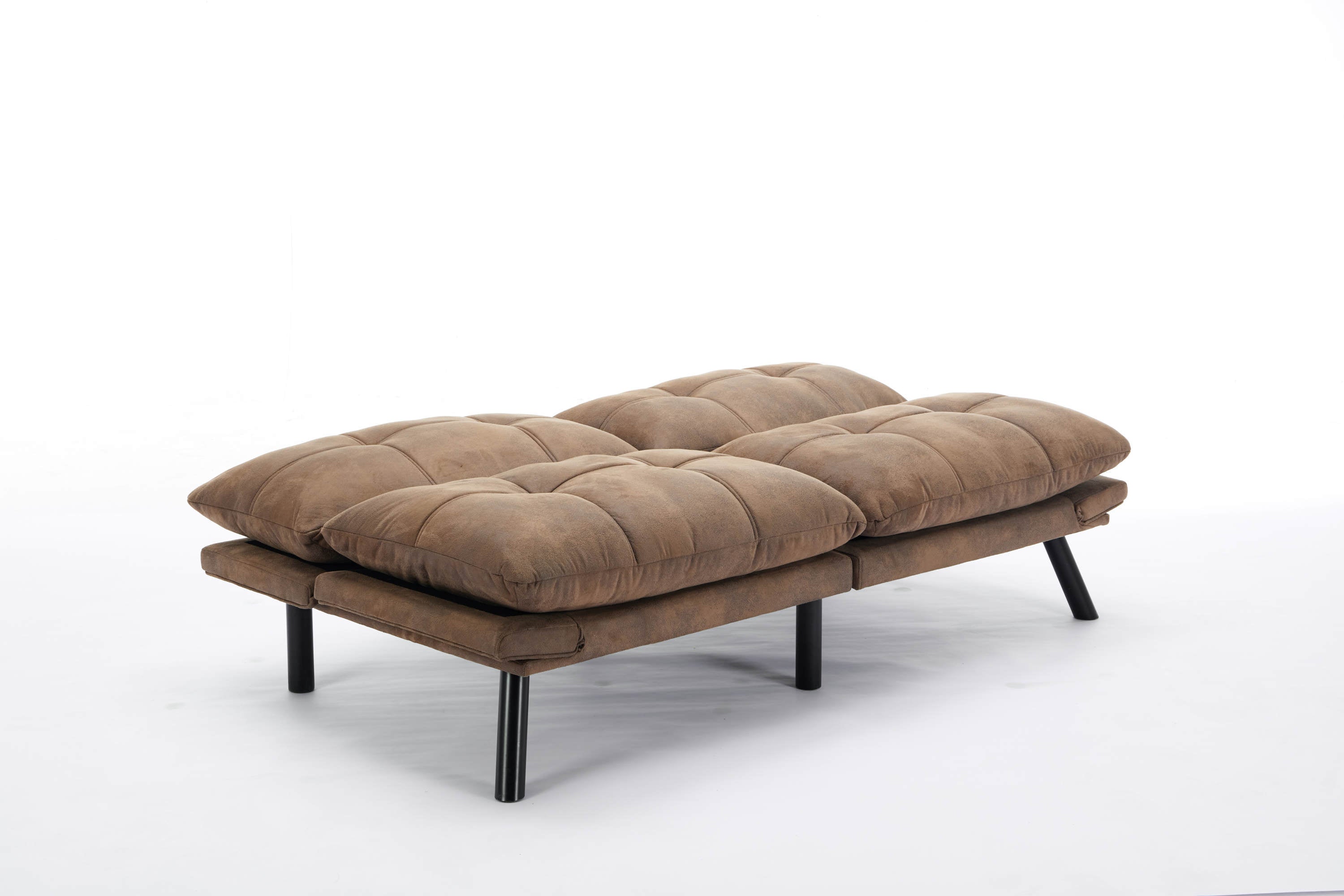 HAOYYE Leather Feel Brown Convertible Folding Sofa Bed, Sturdy Space-Saving Heavy Duty Modern Design for Adults Dorm Room Easy Assembly Bedroom Furniture