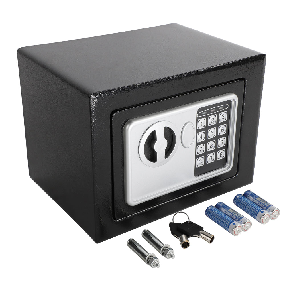 HAOYYE Mini Wall-In Style Electronic Code Steel Safe Box With Metal Construction Secure Lock Black Durable Compact Home And Office Security Case