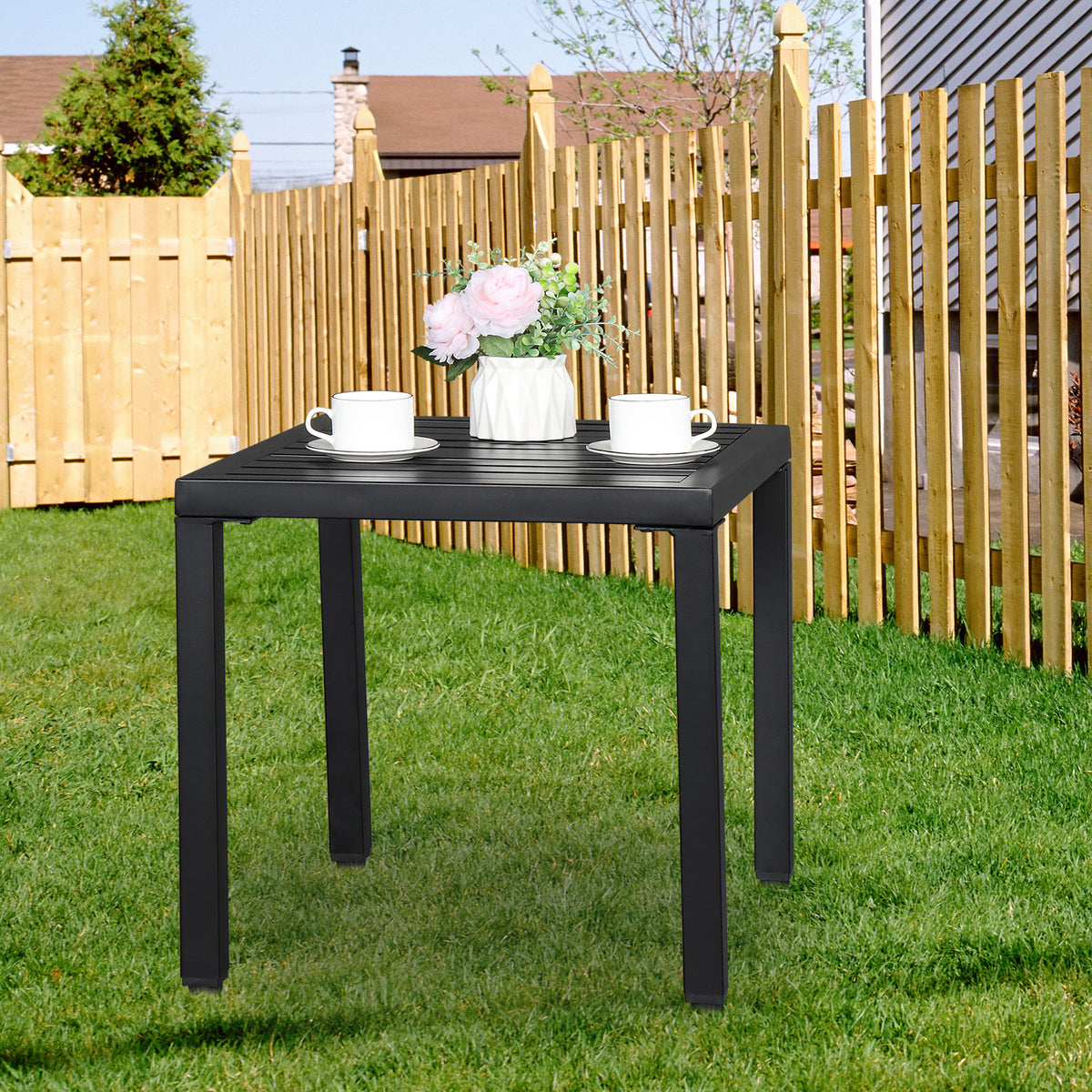 HAOYYE Modern Wrought Iron Side Table, Durable and Stylish Design for Indoor and Outdoor Use, Ideal for Patios, Living Rooms, and More
