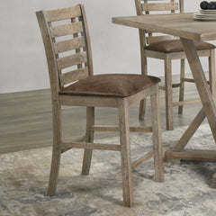 HAOYYE Set of 2 Dining Counter Height Chairs Modern Farmhouse Rustic Look Distressed Design Ladderback Solid Wood Sturdy Space-Saving Heavy Duty Modern Design Adults Dorm Room Easy Assembly