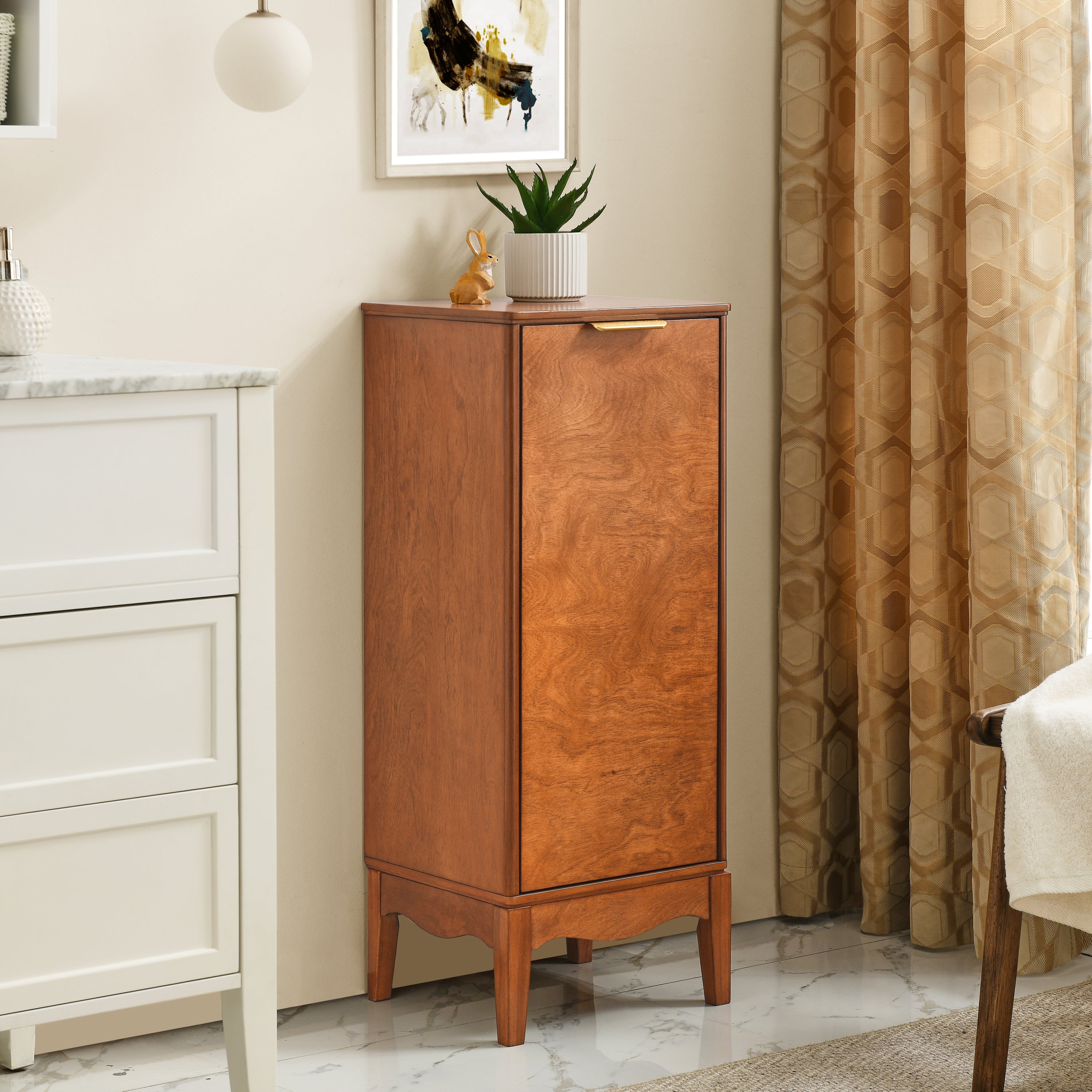 HAOYYE Modern Bathroom Floor Cabinet And Linen Cabinet With Adjustable Shelves And Antique Brass Finish, Sturdy Heavy Duty Storage For Home, Dorm And Bedroom, Versatile Design And Easy Assembly