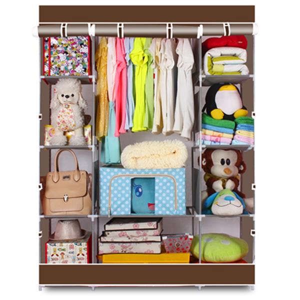 HAOYYE 4-Layer 10-Lattice Non-Woven Fabric Wardrobe, Coffee Color, Durable Storage Organizer for Bedroom, Living Room, and Closet, Space-Saving Modern Design, Multi-Use Home Storage Solution, Stylish and Functional, Premium Quality for Long-Term Use