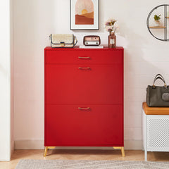 HAOYYE Shoe Storage Cabinet for Entryway, Free Standing Shoe Organizer with 2 Flip Drawers, Hidden Shoe Rack for Doorway, Hallway, Sturdy Space-Saving Heavy Duty Modern Design