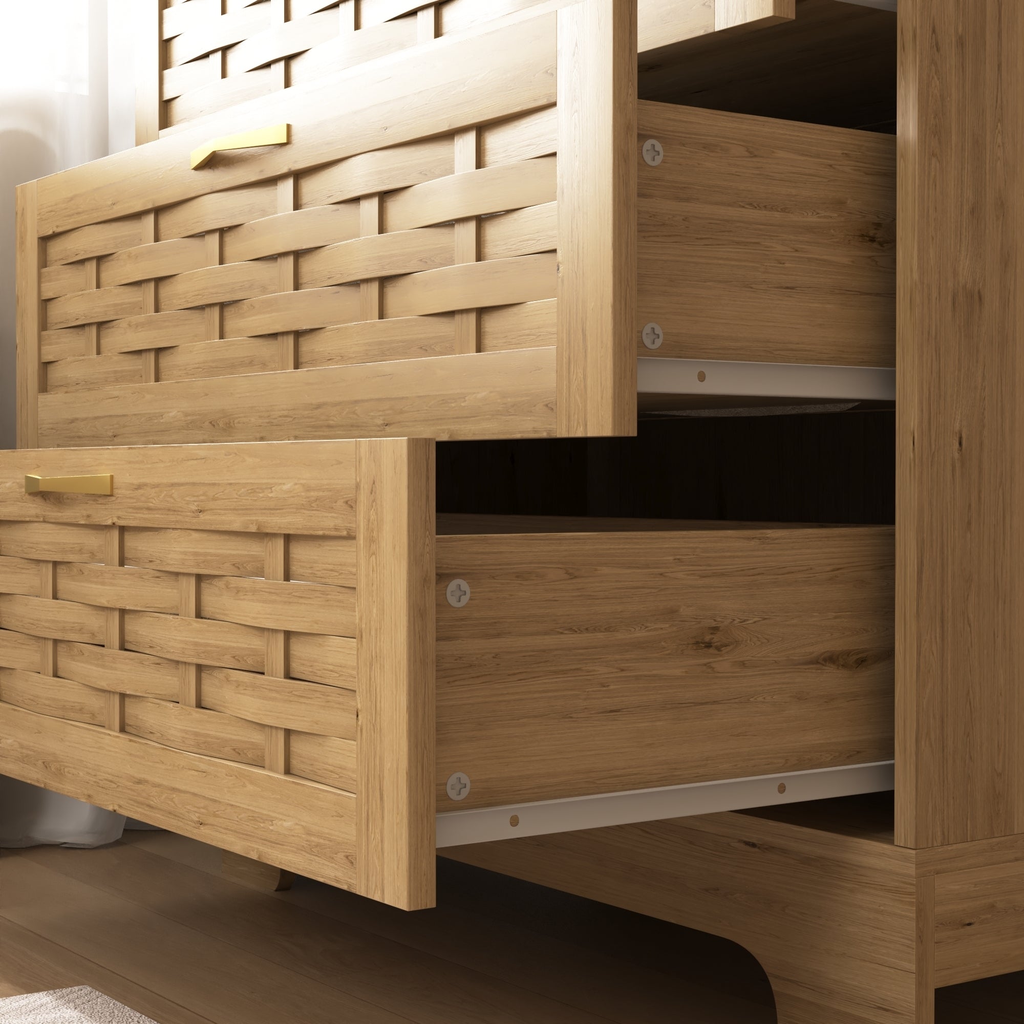 HAOYYE 4-Drawer Wood Dresser, Large Modern Storage Organizer With Wide Drawers, Double Chest Of Drawers For Bedroom, Living Room, Or Hallway, Sturdy And Space-Saving Design