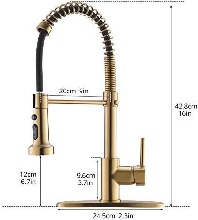 HAOYYE Commercial Brushed Nickel Kitchen Faucet with Pull Down Sprayer, Single Handle Single Lever Kitchen Sink Faucet with Deck Plate Sturdy Space-Saving Heavy Duty Modern Design Adults Dorm Room