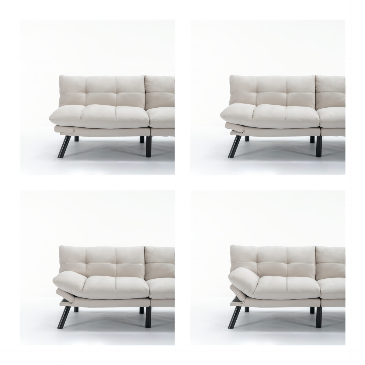 HAOYYE Cream Convertible Folding Modern sofa Bed Sturdy Space-Saving Heavy Duty Modern Design Adults Dorm Room Easy Assembly Bedroom Furniture