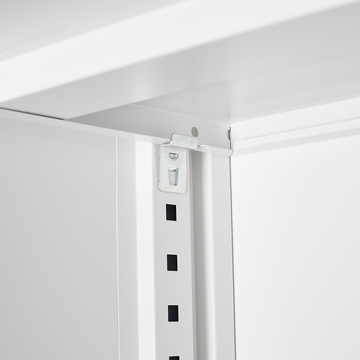 HAOYYE Metal Storage Cabinet with Locking Doors and Adjustable Shelves, Folding Filing Storage Locker Cabinet for Home Office, School, Garage, Durable and Space-Saving White Storage Solution