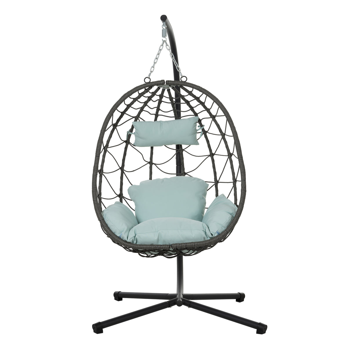 HAOYYE Egg Chair with Stand Indoor Outdoor Wicker Hanging Basket Chair for Patio Balcony Bedroom Living Room Lounge Space Comfortable Swing Chair with Cushions and Sturdy Frame