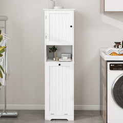 Haoyye One-Compartment Tilt-Out Laundry Sorter Cabinet, Modern Space-Saving Storage Unit with Removable Bag and Top Shelf, Sturdy MDF Construction with UV Finish, Stylish Organizer for Bathroom, Bedroom, or Laundry Room, Easy Assembly