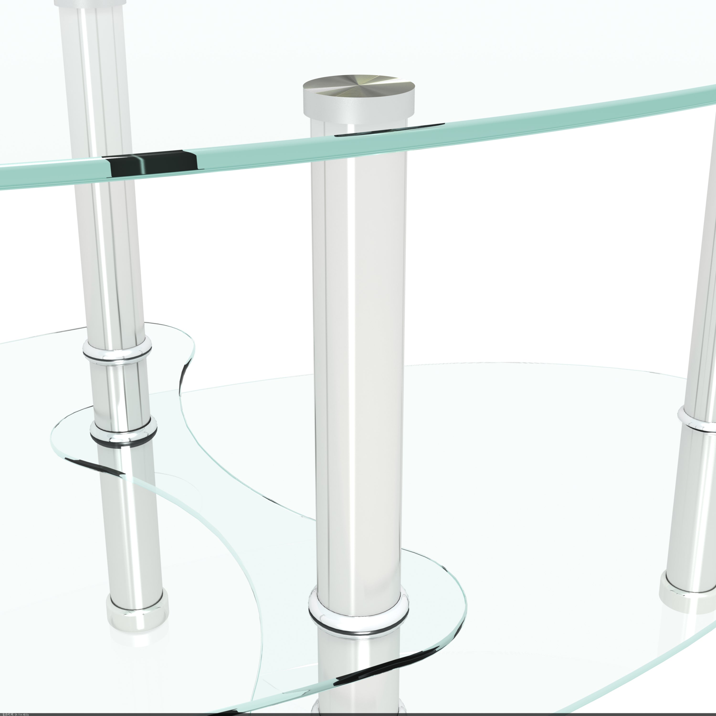 HAOYYE Transparent Oval glass coffee table, modern table with stainless steel leg, tea table 3-layer glass table for living room Sturdy Space-Saving Heavy Duty Modern Design Adults Dorm Room