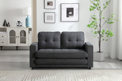 HAOYYE 3-Fold Convertible Futon Couch, Pull Out Sofa Bed, Space-Saving Loveseat Sleeper, Velvet Linen Fabric Upholstery, Heavy Duty Durable Sofa for Living Room, Modern Compact Design, Dark Gray, Light Gray, Beige
