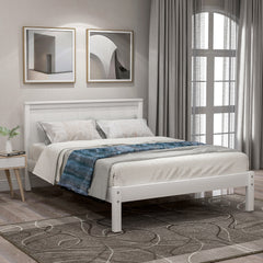 HAOYYE Platform Bed Frame with Headboard, Wood Slat Support, No Box Spring Needed,Twin, White(OLD SKU:WF191418AAK) Sturdy Space-Saving Heavy Duty Modern Design Easy Assembly Durable Stylish Home Furniture
