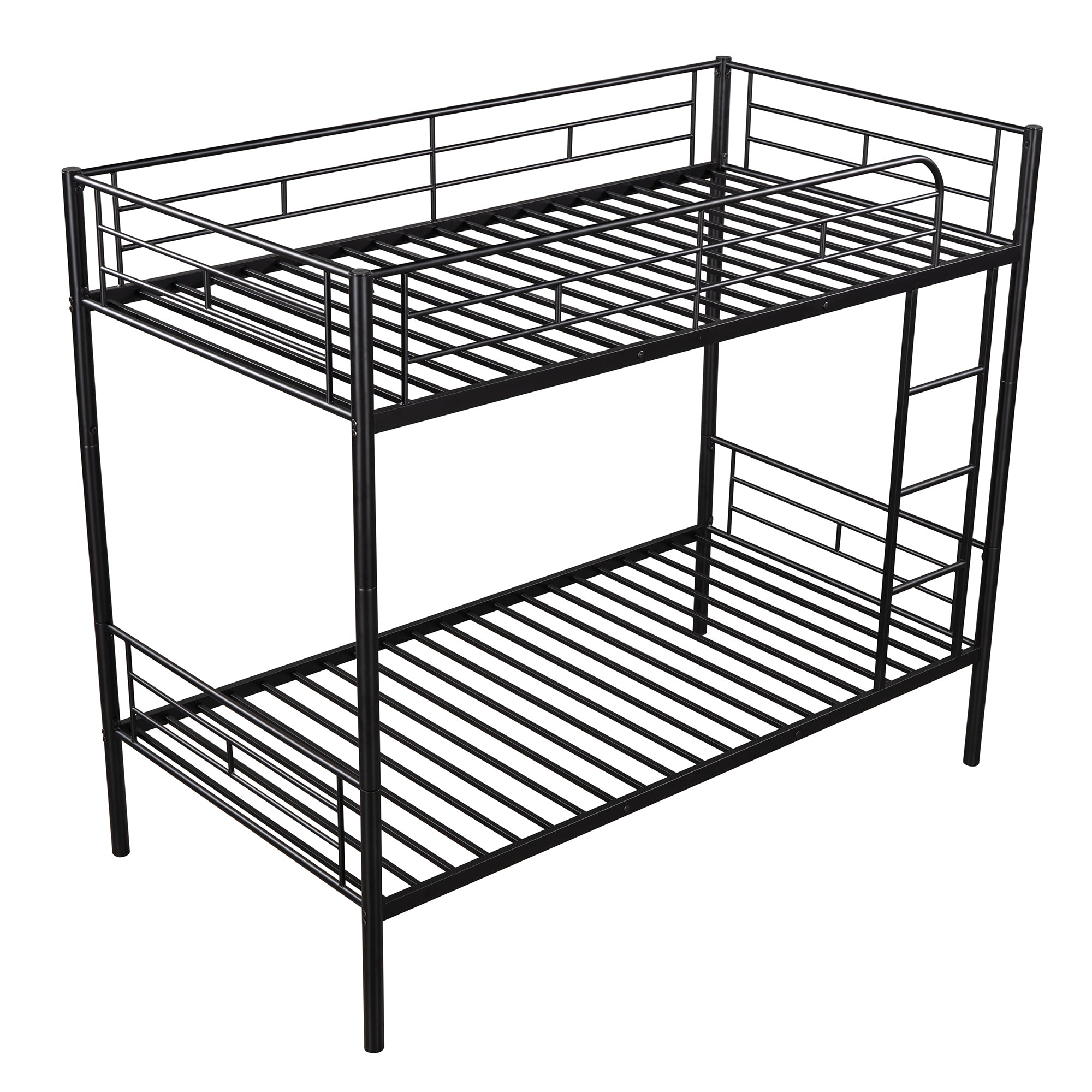 HAOYYE Twin Over Twin Metal Bunk Bed (Black) ( old sku: MF189201BAA ) Sturdy Space-Saving Heavy Duty Modern Design Easy Assembly Durable Stylish Home Furniture Versatile