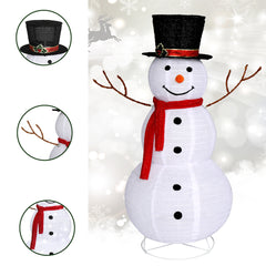 HAOYYE Snowman Garden Decoration White 120 LED Lights with Snow Fleece, Durable Iron Frame and Branch Hands, Outdoor Holiday Yard Ornament for Front Porch, Lawn, Patio and Seasonal Display