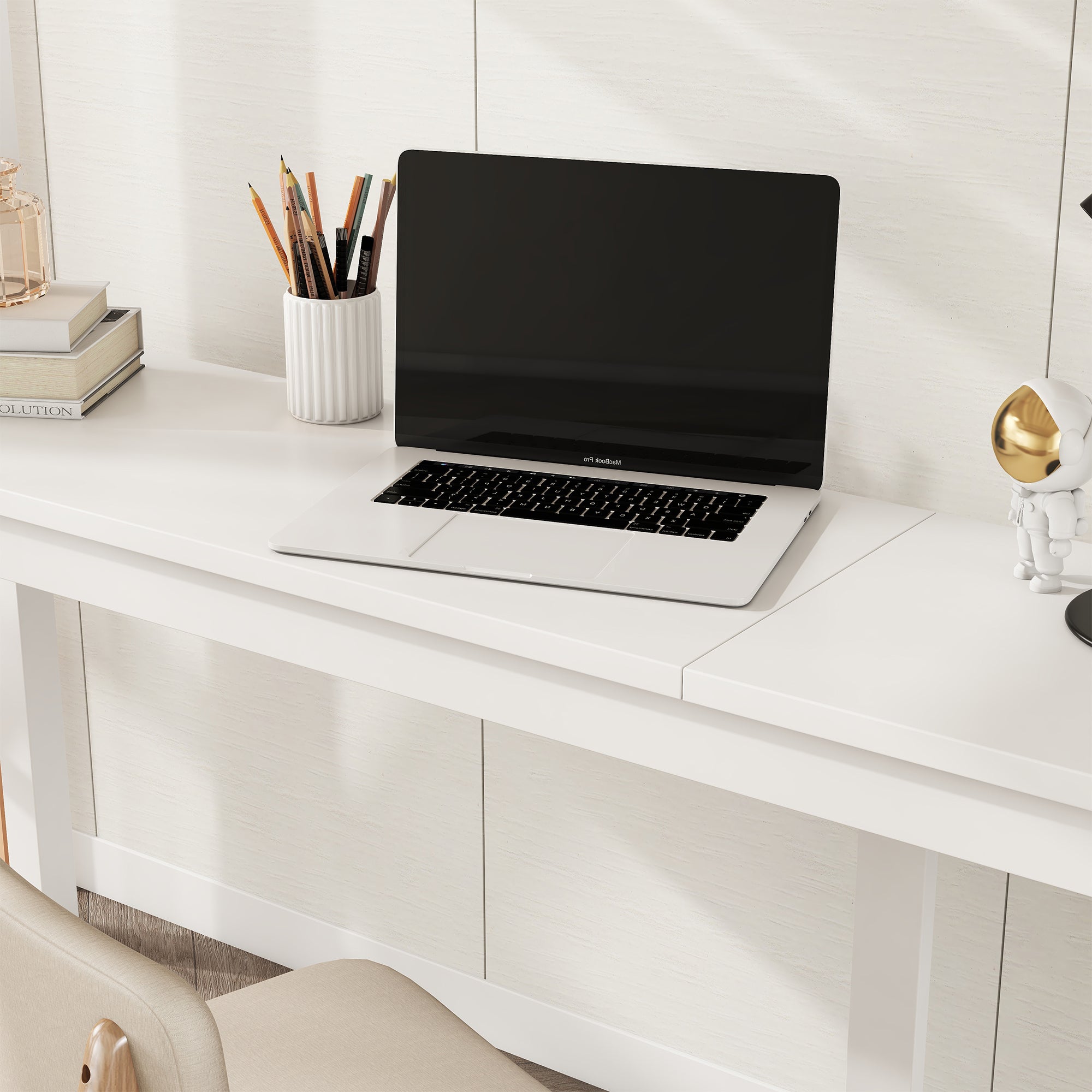 HAOYYE Twin Loft Wood Bed with Under-Bed Built-In Desk and Two-Drawer Storage Cabinet, Guardrails, and Ladder, White Sturdy Space-Saving Design, Heavy Duty Construction, Easy Assembly, Durable Stylish Home Furniture