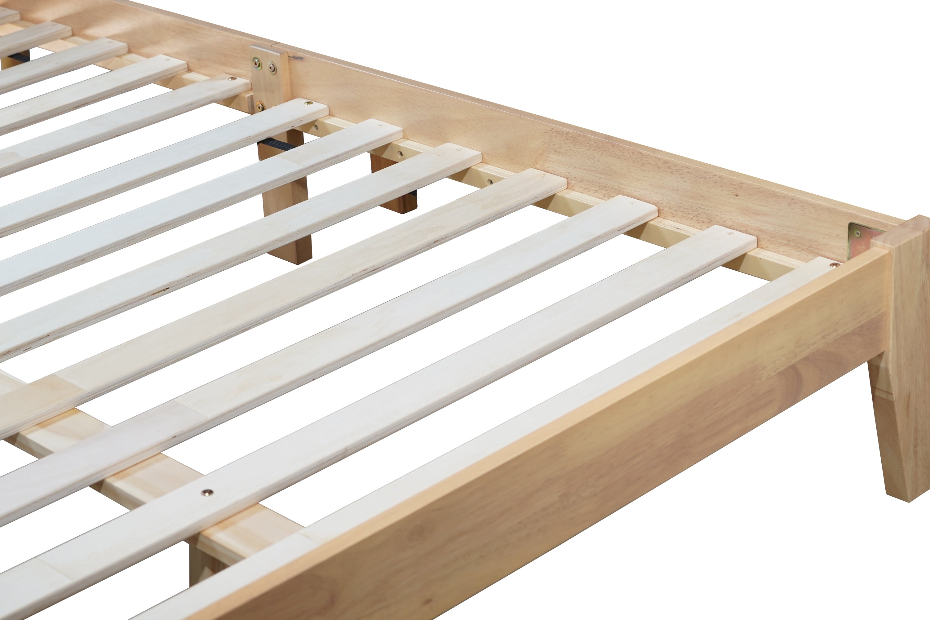 HAOYYE Queen Size Rubber Wooden, Solid Wooden Bed with Rattan Headboard, Enhanced by Support Feet,Oak White Sturdy Space-Saving Heavy Duty Modern Design Adults Dorm Room Easy Assembly Bedroom Furniture