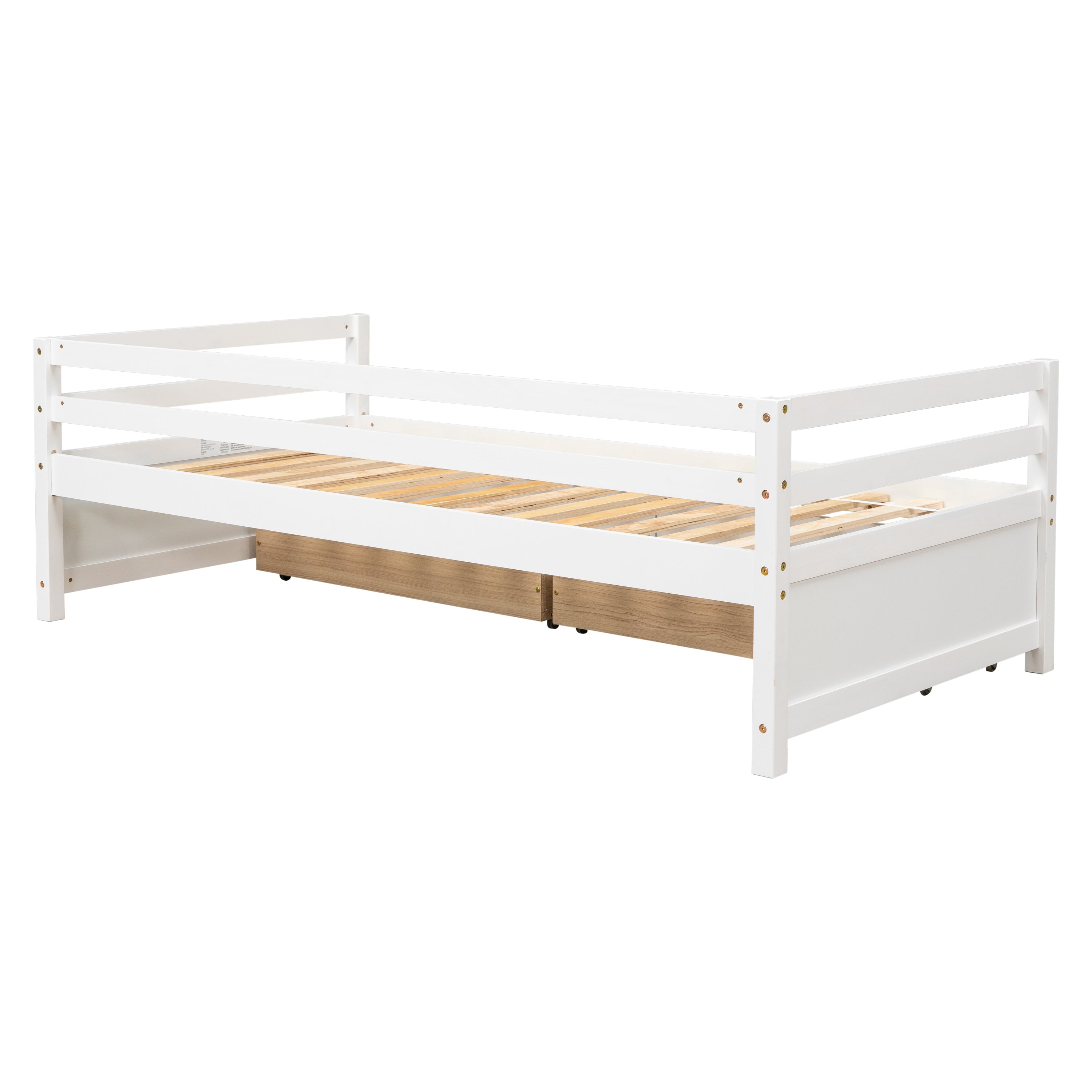 HAOYYE White Daybed with Two Storage Drawers, Sturdy Space-Saving Modern Design, Heavy Duty Construction, Easy Assembly for Adults and Dorm Rooms