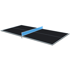 Haoyye 8ft Black Mid-Size Ping Pong Conversion Top, Foldable & Portable Table Tennis Table for Indoor Games, Easy Setup with Net and Post Included