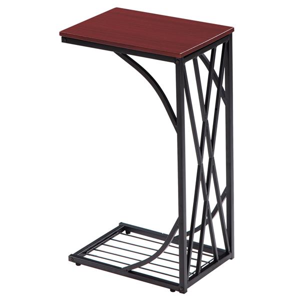 HAOYYE C-Type Sofa Table / Coffee Table, Cross-Line Brown Desktop, Soft Cozy Warm Flannel Fleece, Luxury Home Decor, Unique Design, Premium Quality, Comfortable and Decorative Accent for Living Room, Bedroom, Office